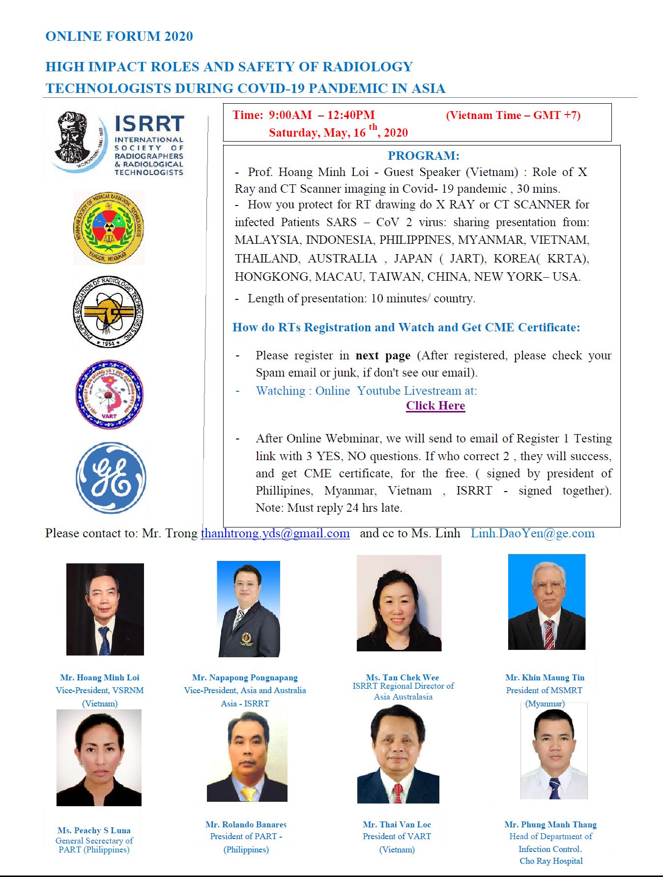 COVID-19 webinar "High Impact Roles and Safety of Radiology Technologists during COVID-19 Pandemic in Asia"